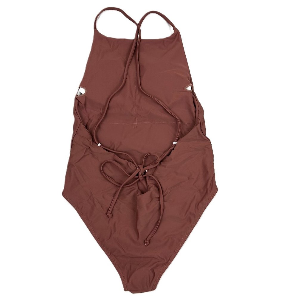 Women’s Open Back Tied Brown Leotard, Size M - Picture 2 of 9